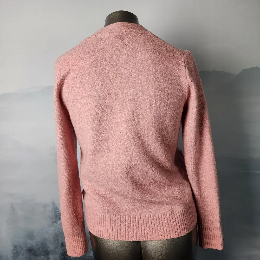 J. Crew Extra-Soft Wool Blend Baby Pink V-Neck Cardigan Sweater | Women's Small